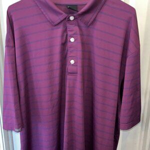 Dunning Golf Polo Shirt Men’s XXL Short Sleeve Purple Striped EUC
